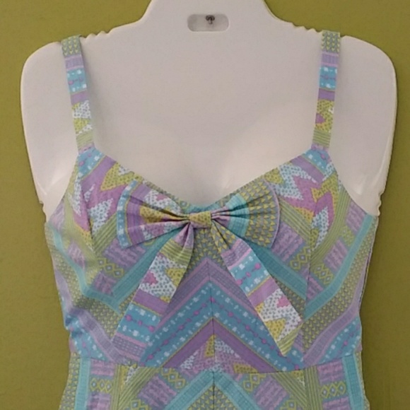 Modcloth Retro Geometric Summer Dress Sz XS NWOT - Picture 2 of 8